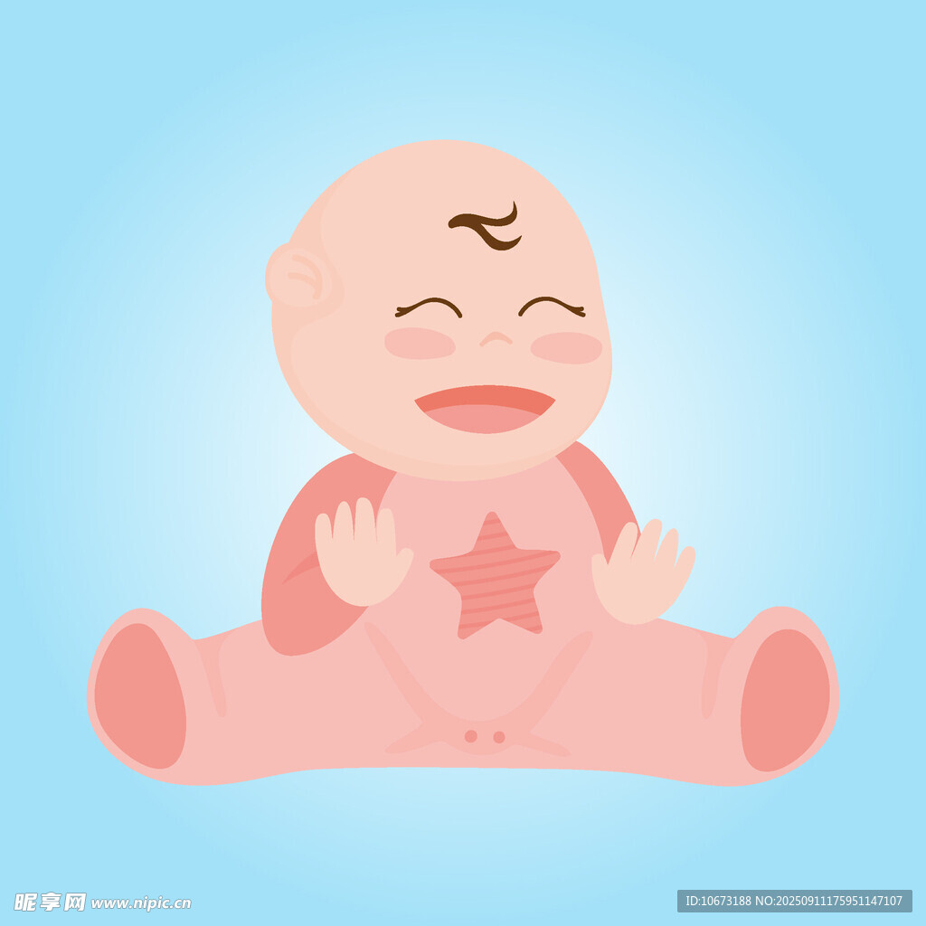 可愛寶寶抱星開心笑
