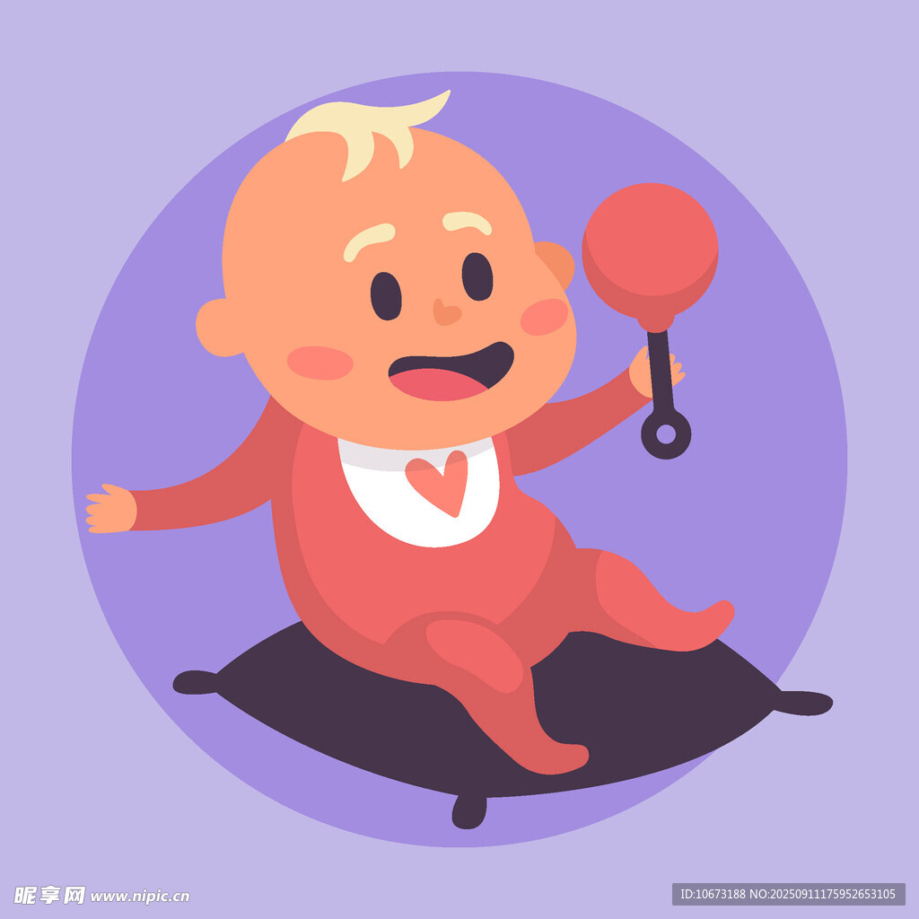 可愛(ài)寶寶手持撥浪鼓玩耍