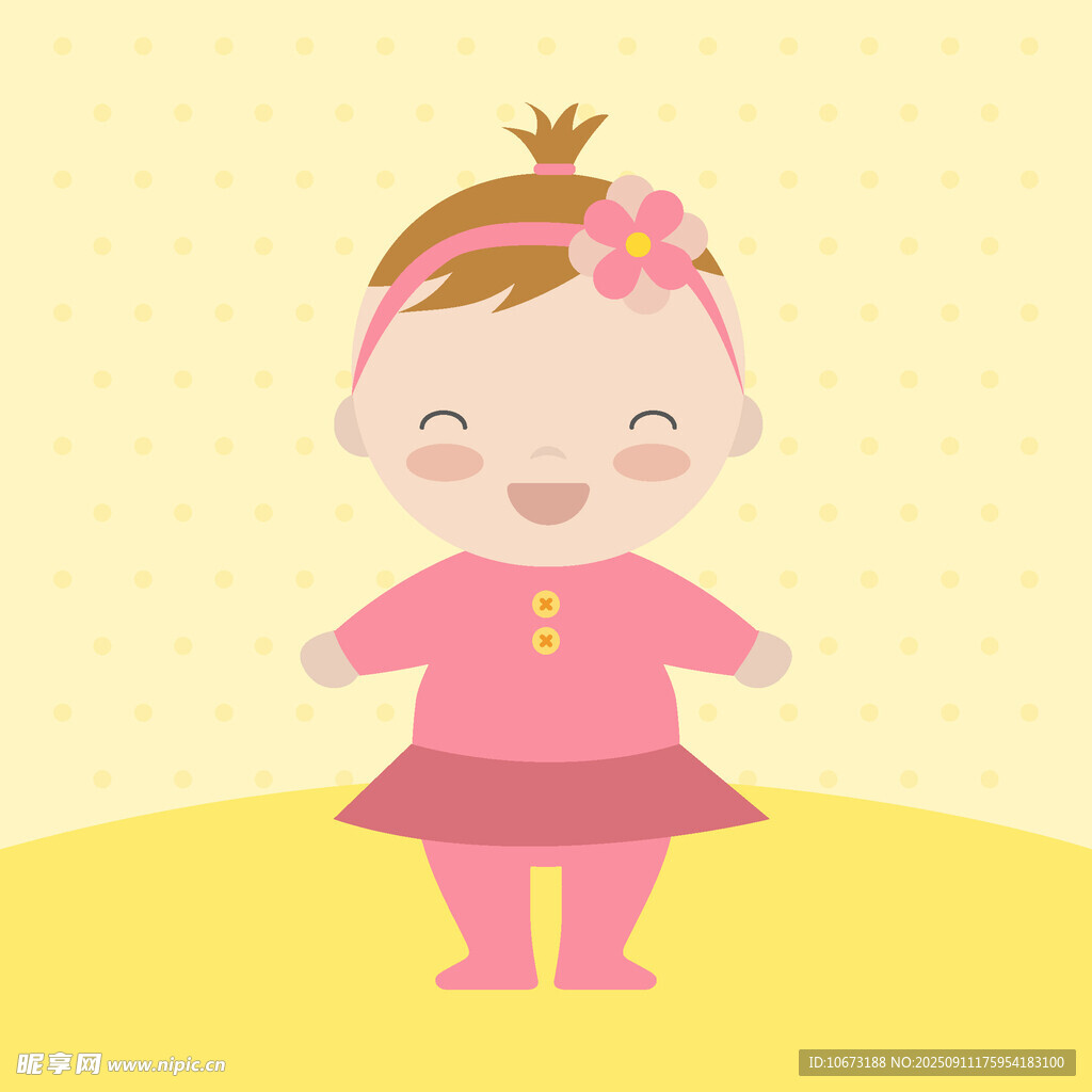 可愛(ài)微笑的粉色系小嬰兒