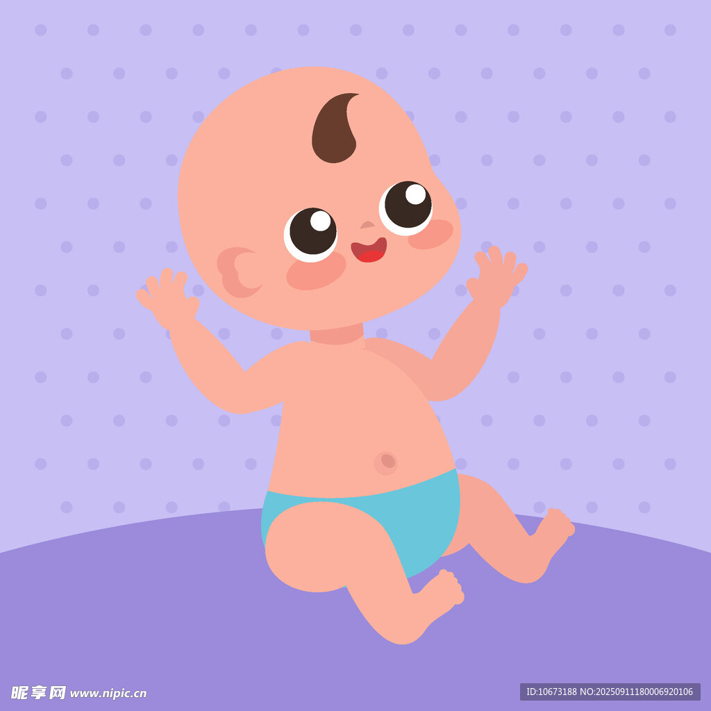 可愛嬰兒坐著開心揮手