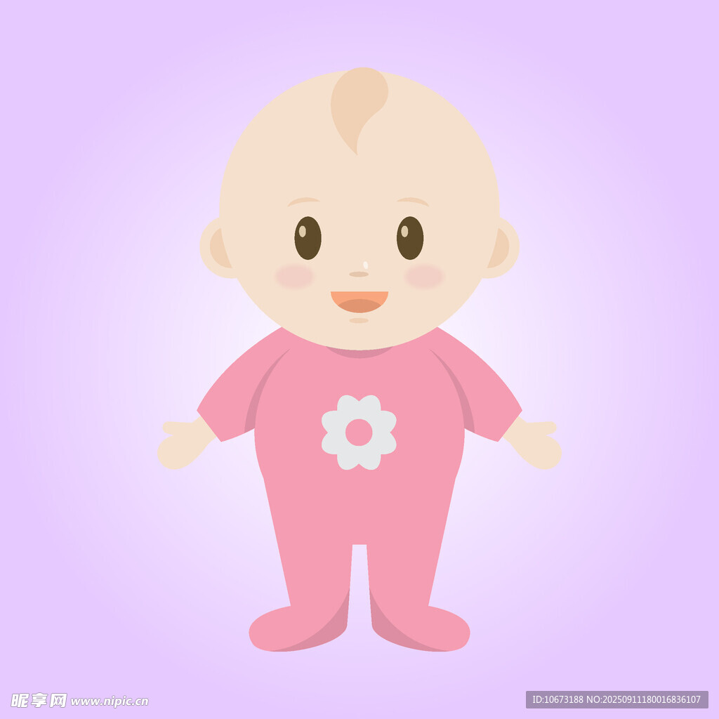 可愛粉色連體衣嬰兒形象