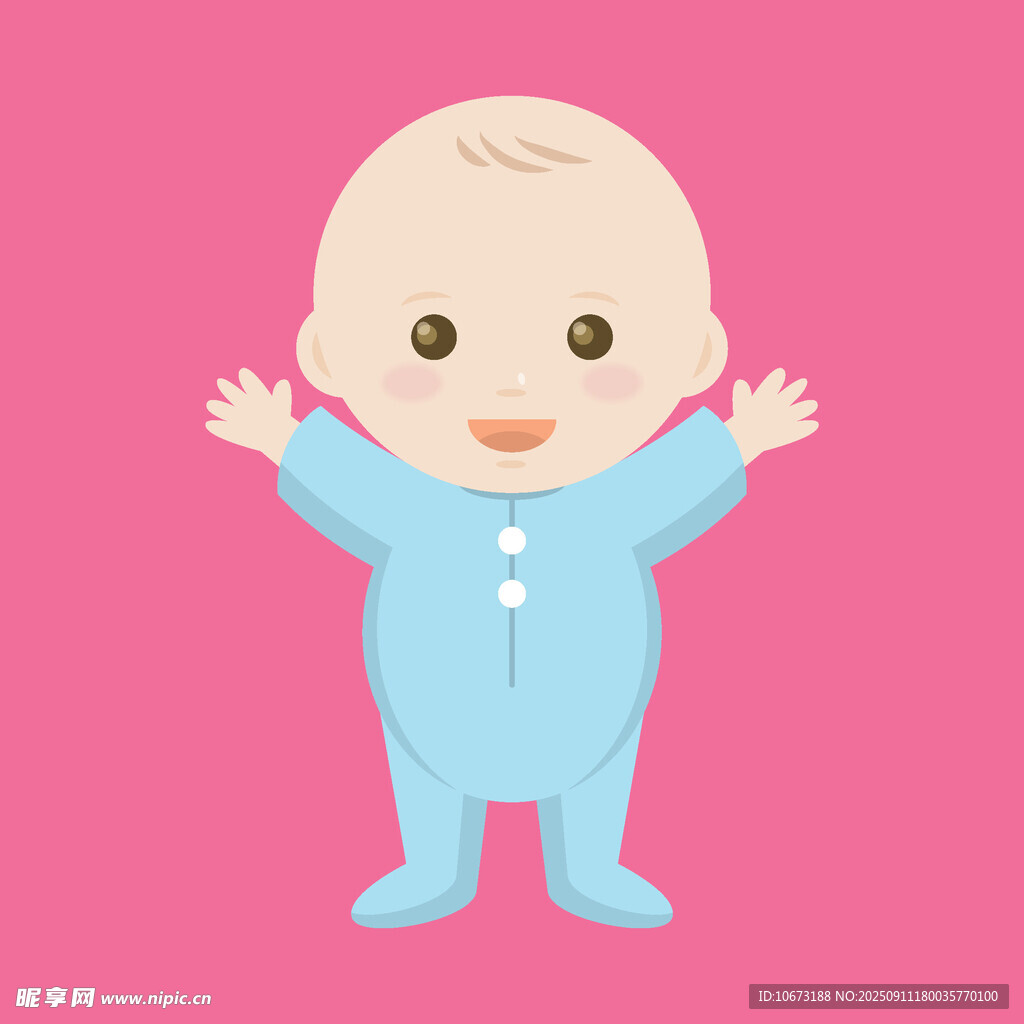 可愛藍(lán)衣寶寶開心張開雙臂