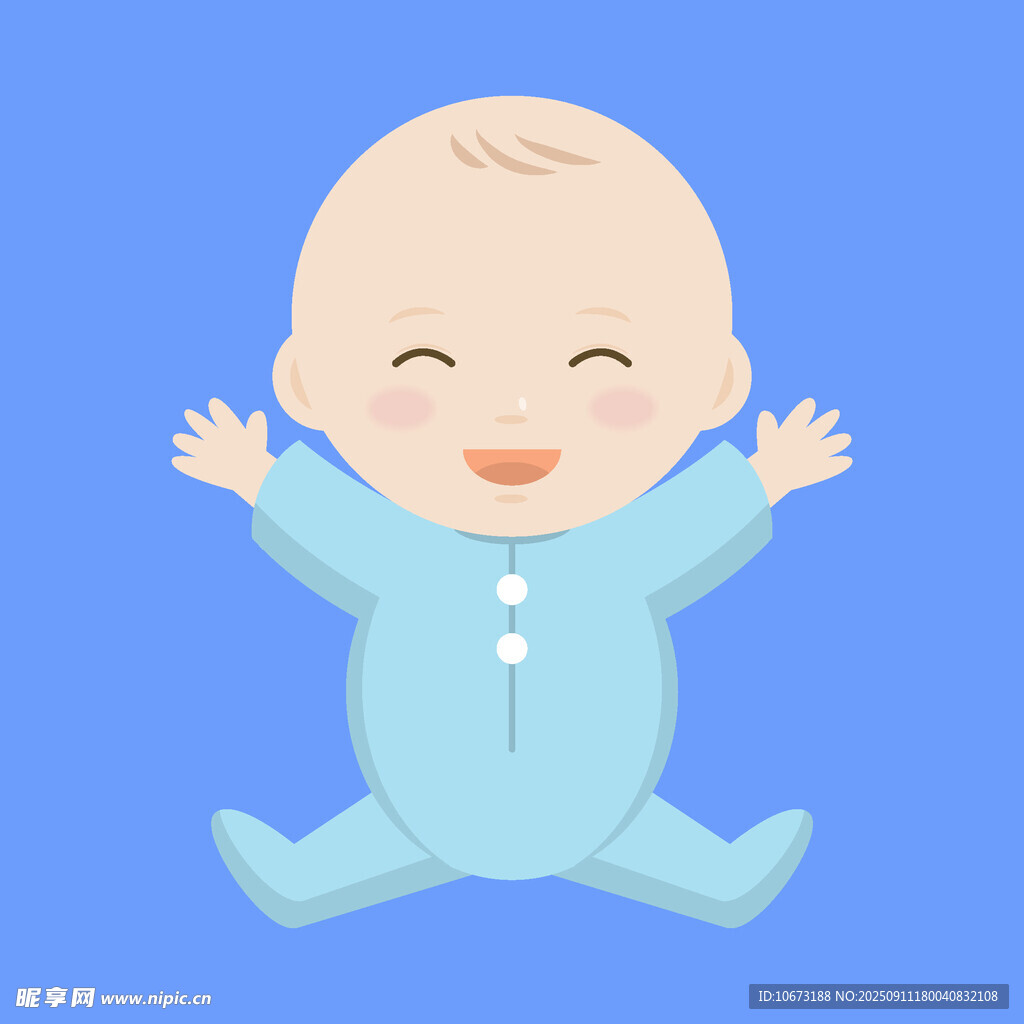 可愛微笑的藍衣小寶寶