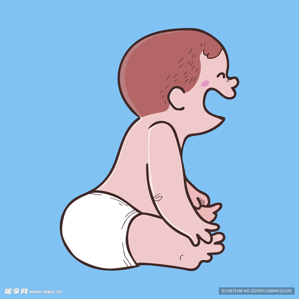 坐著哭泣的可愛小嬰兒
