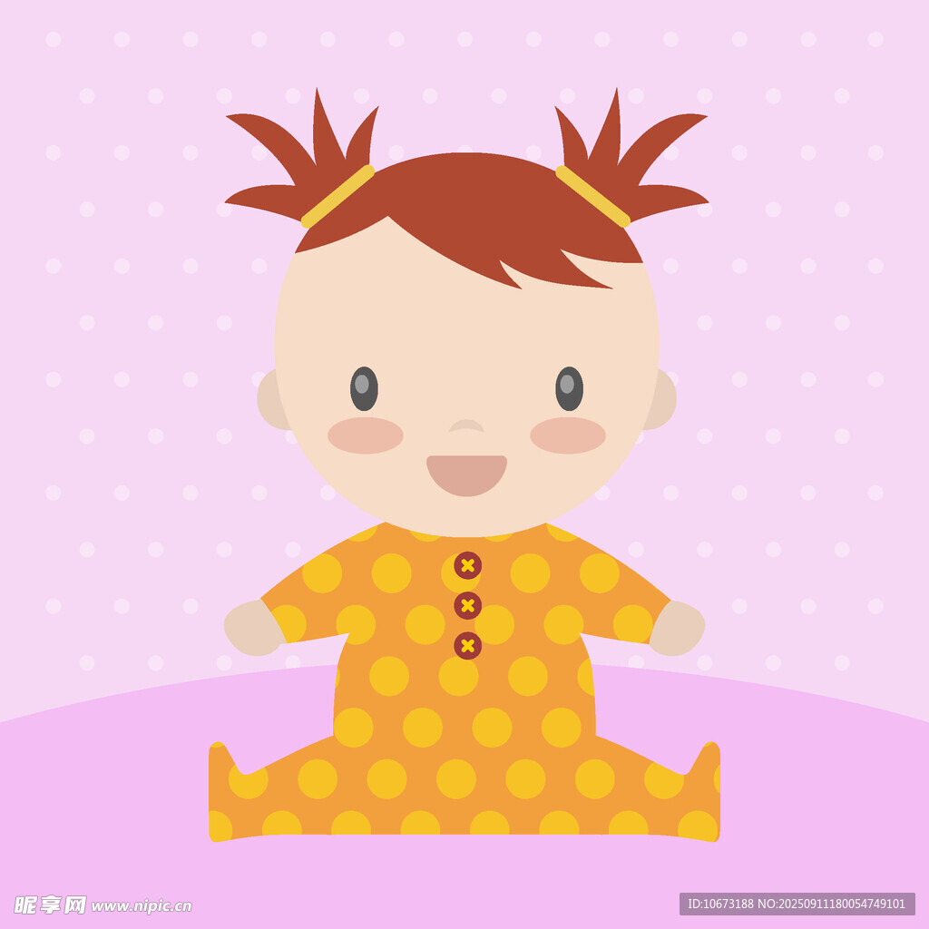 可愛坐地的穿黃衣小女孩