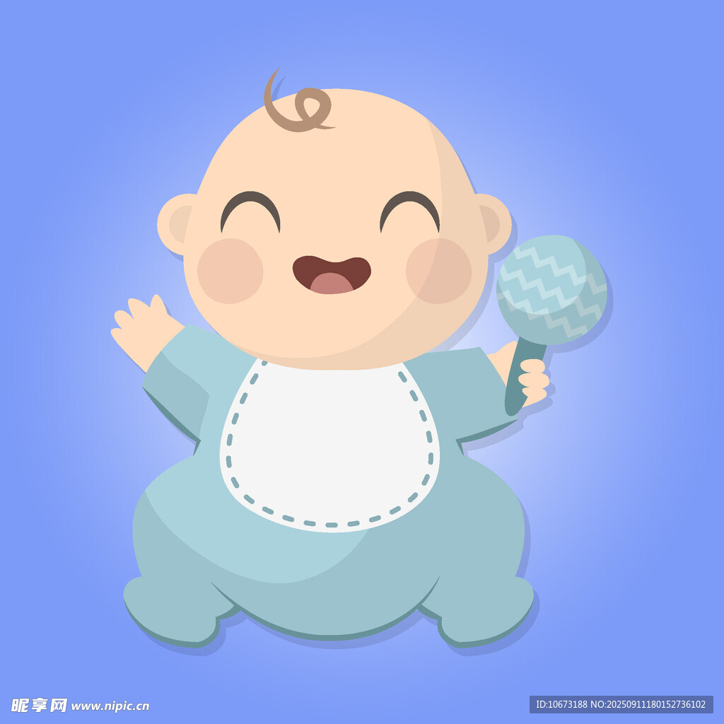 可愛寶寶手持搖鈴笑開懷