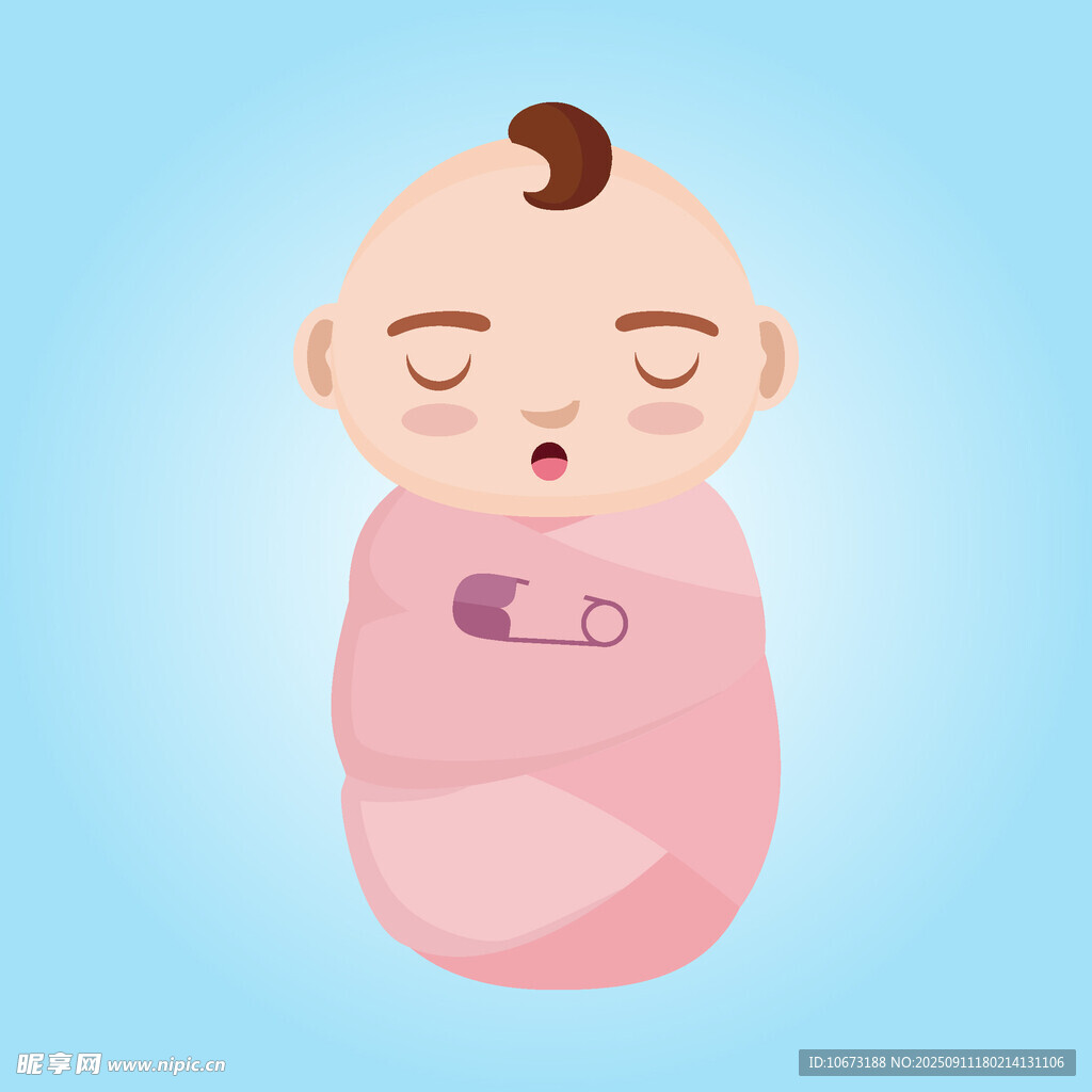 熟睡的裹襁褓小嬰兒