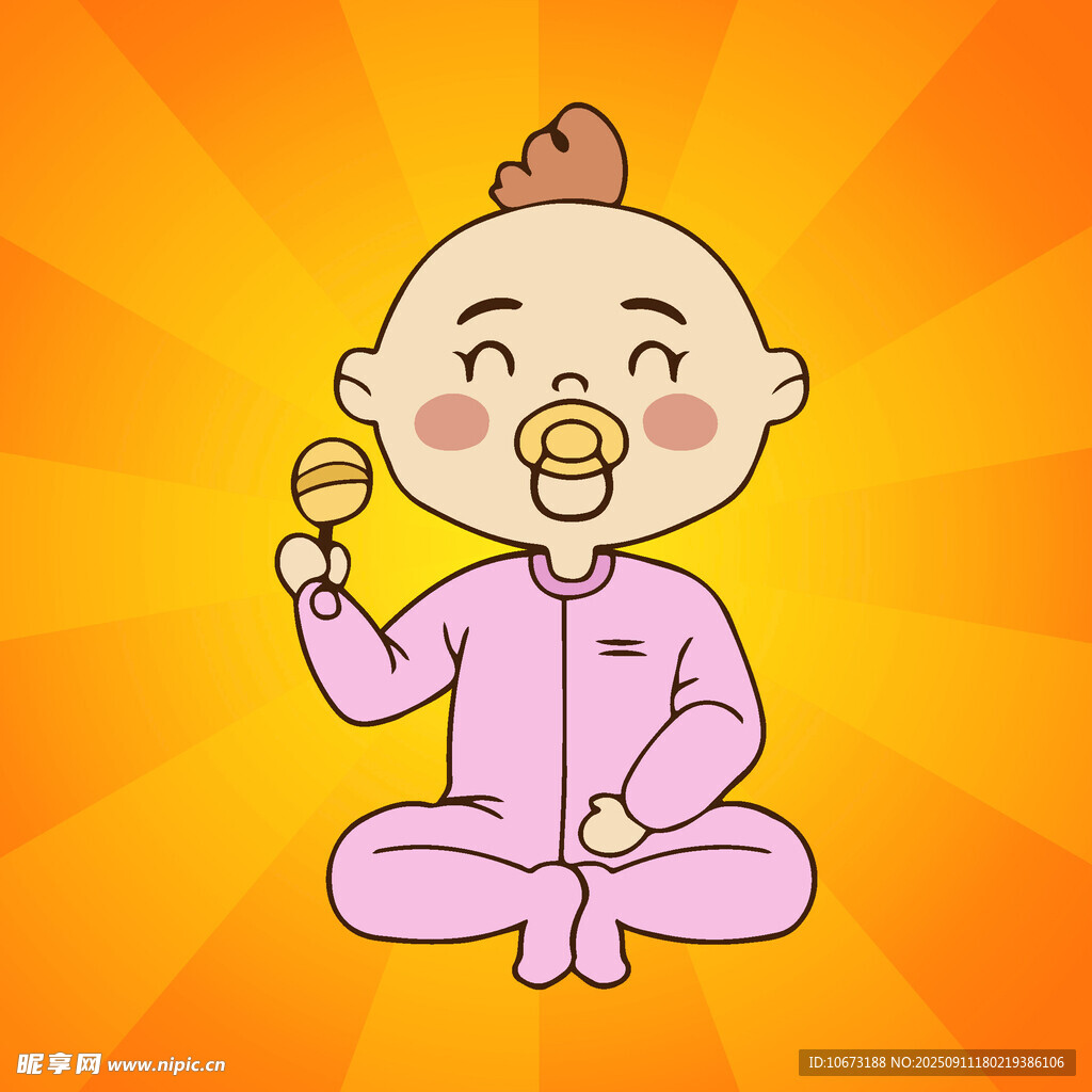 可愛嬰兒手持撥浪鼓玩耍