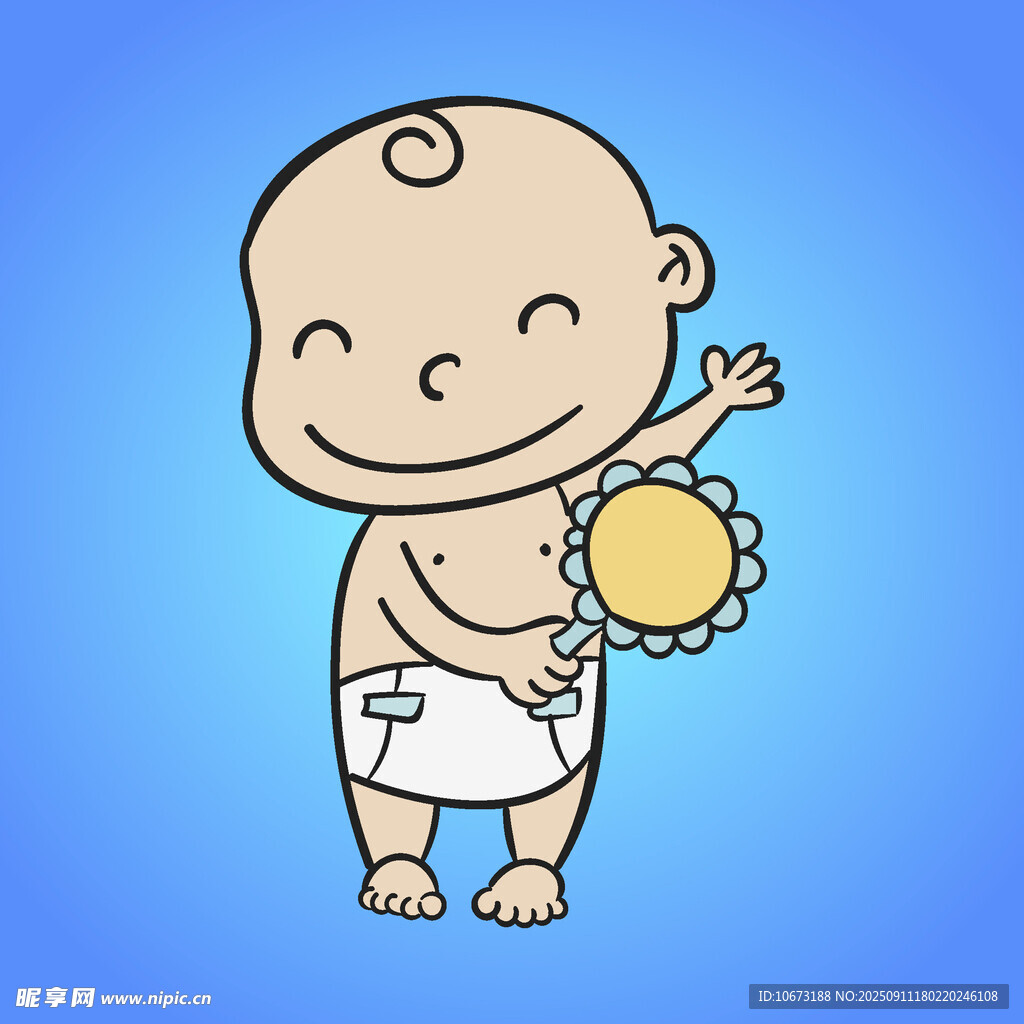 可愛(ài)嬰兒手持太陽(yáng)玩具