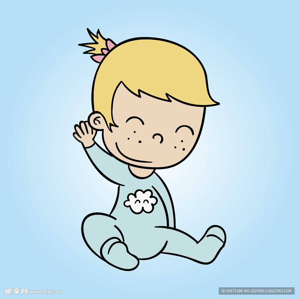 可愛寶寶坐著揮手
