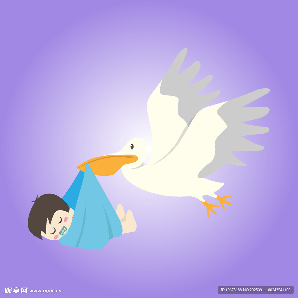 白鸛送寶寶的溫馨畫面