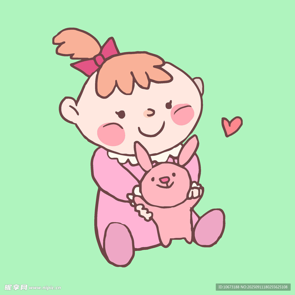 抱玩偶的可愛小女孩