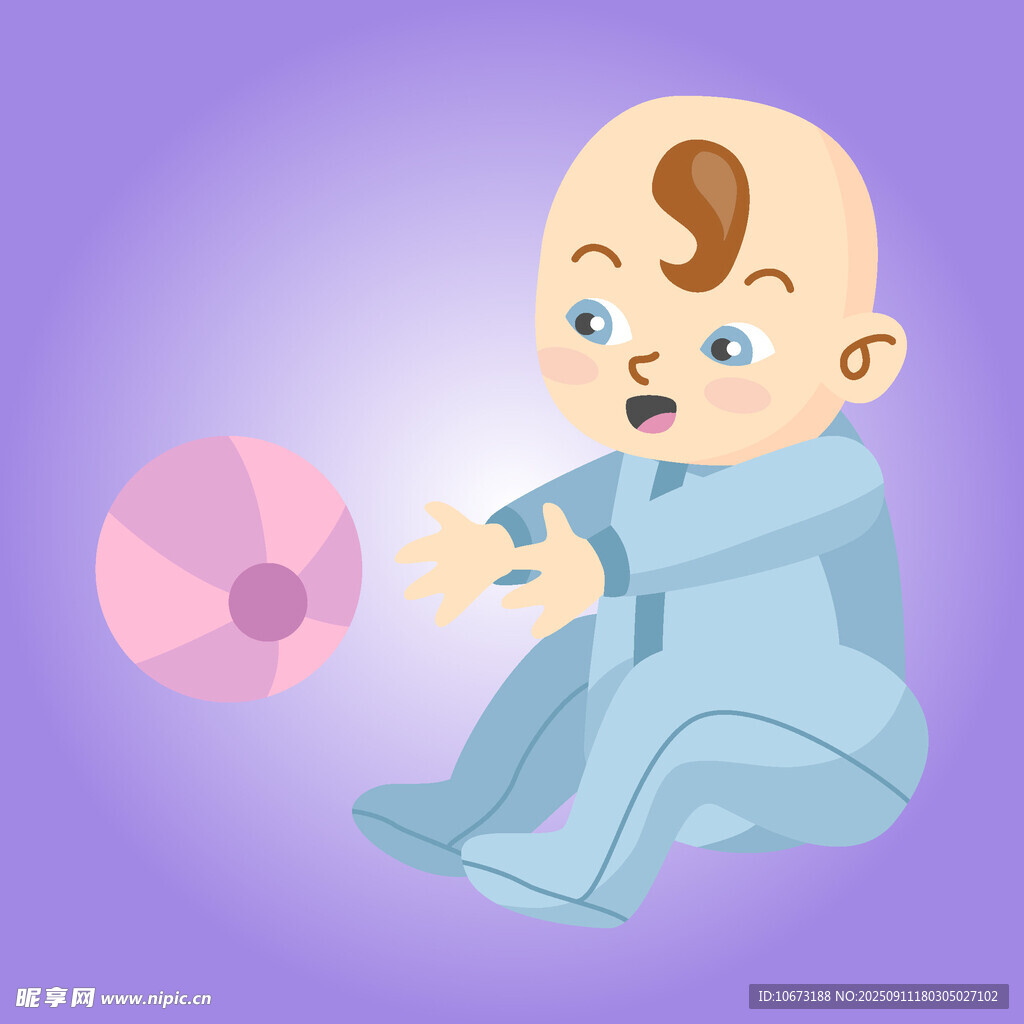 可愛寶寶伸手抓彩色球