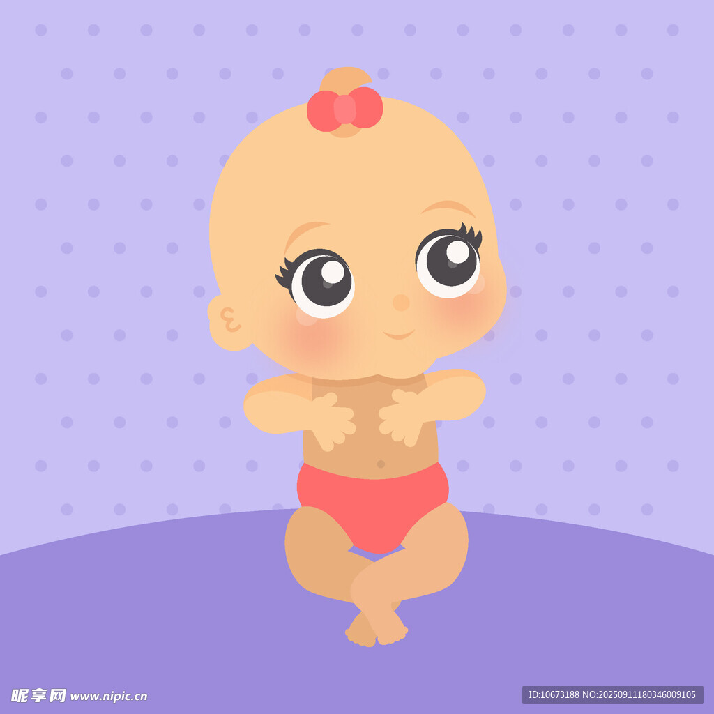 可愛嬰兒坐著比耶