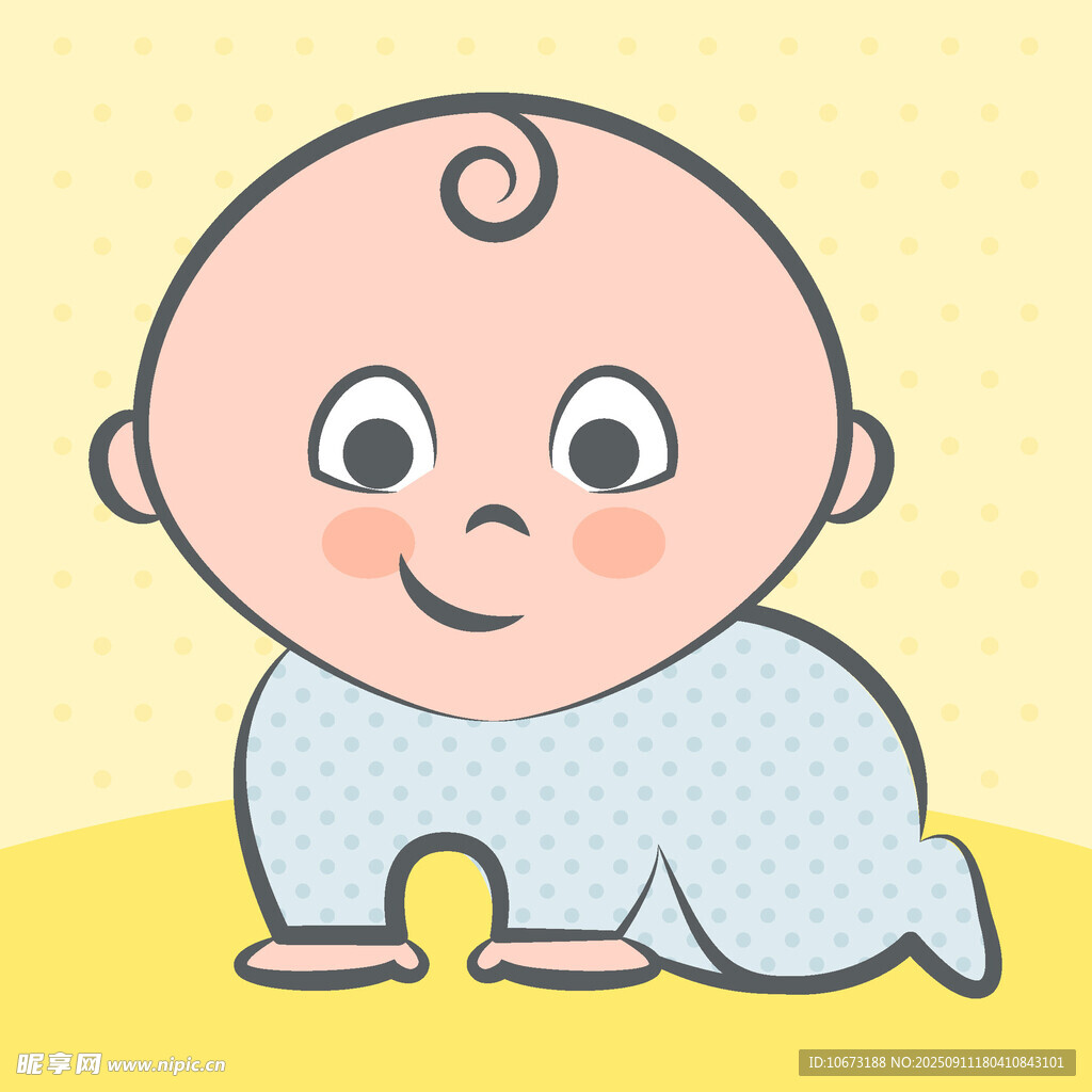 可愛爬行嬰兒插畫