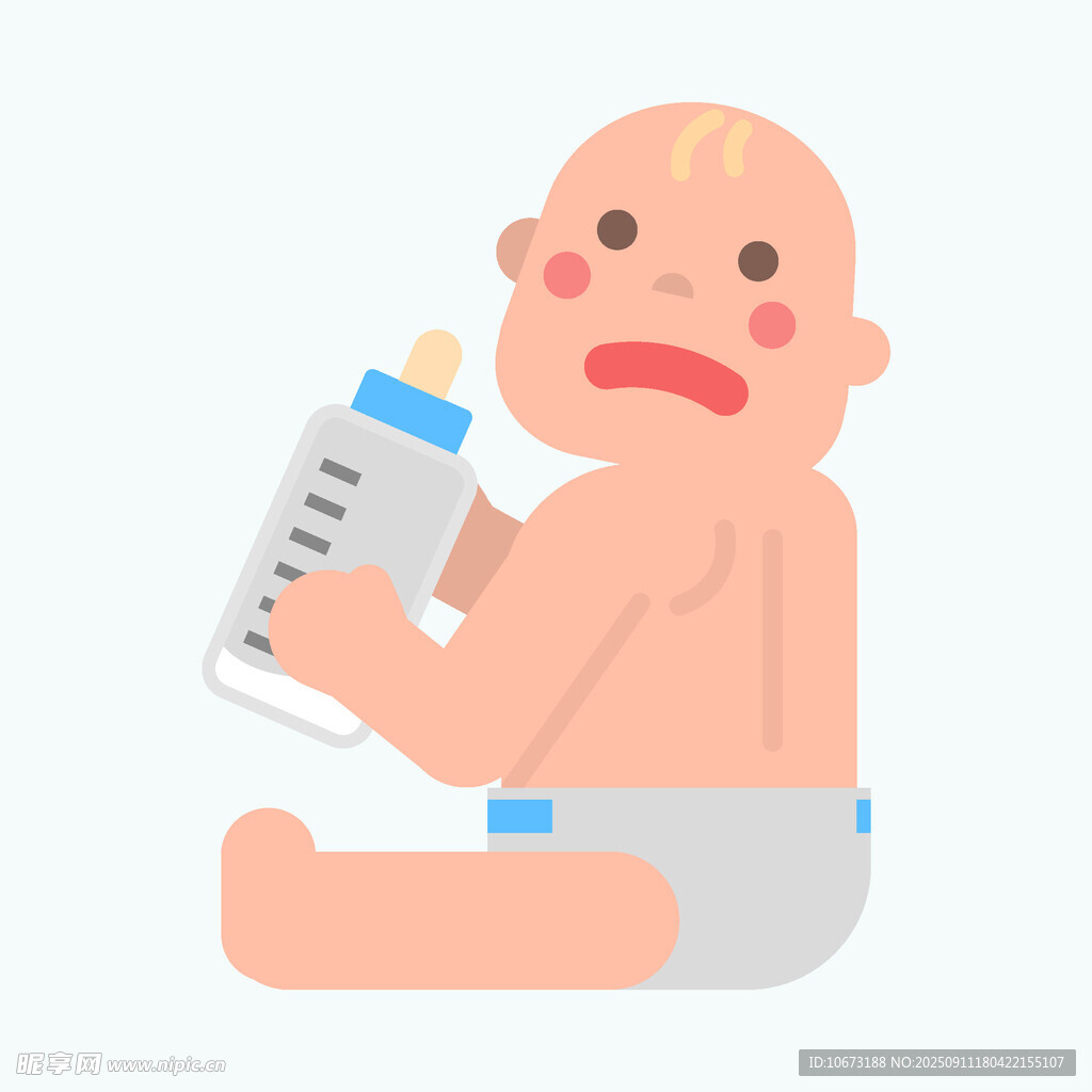 哭鬧嬰兒手持奶瓶