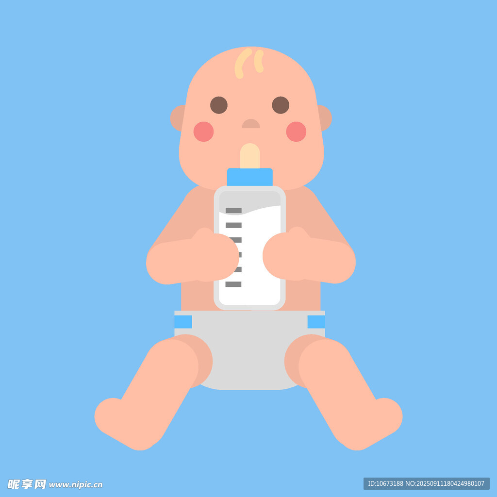 可愛(ài)寶寶手持奶瓶