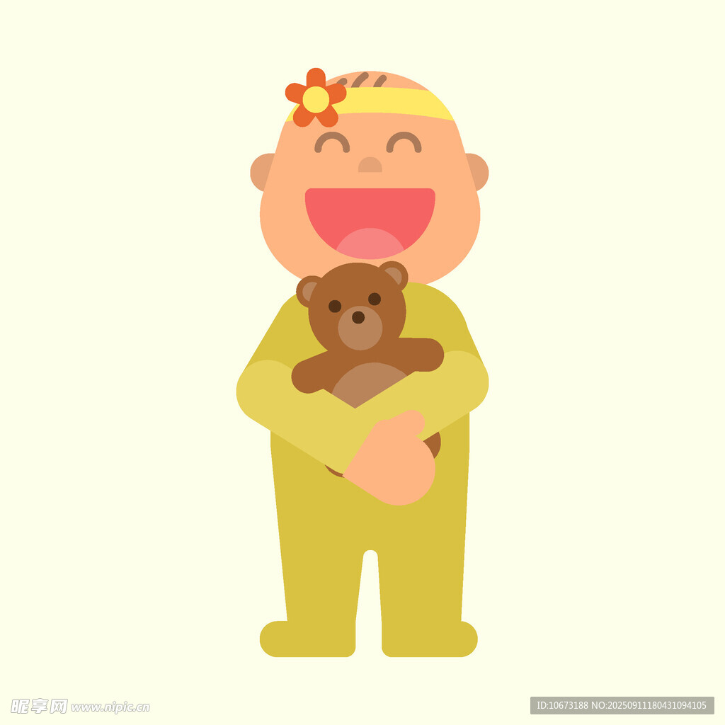 抱著小熊的歡樂小孩