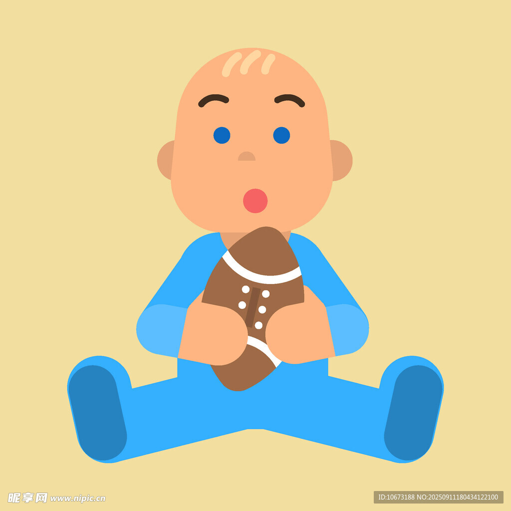 坐著玩球的可愛小嬰兒