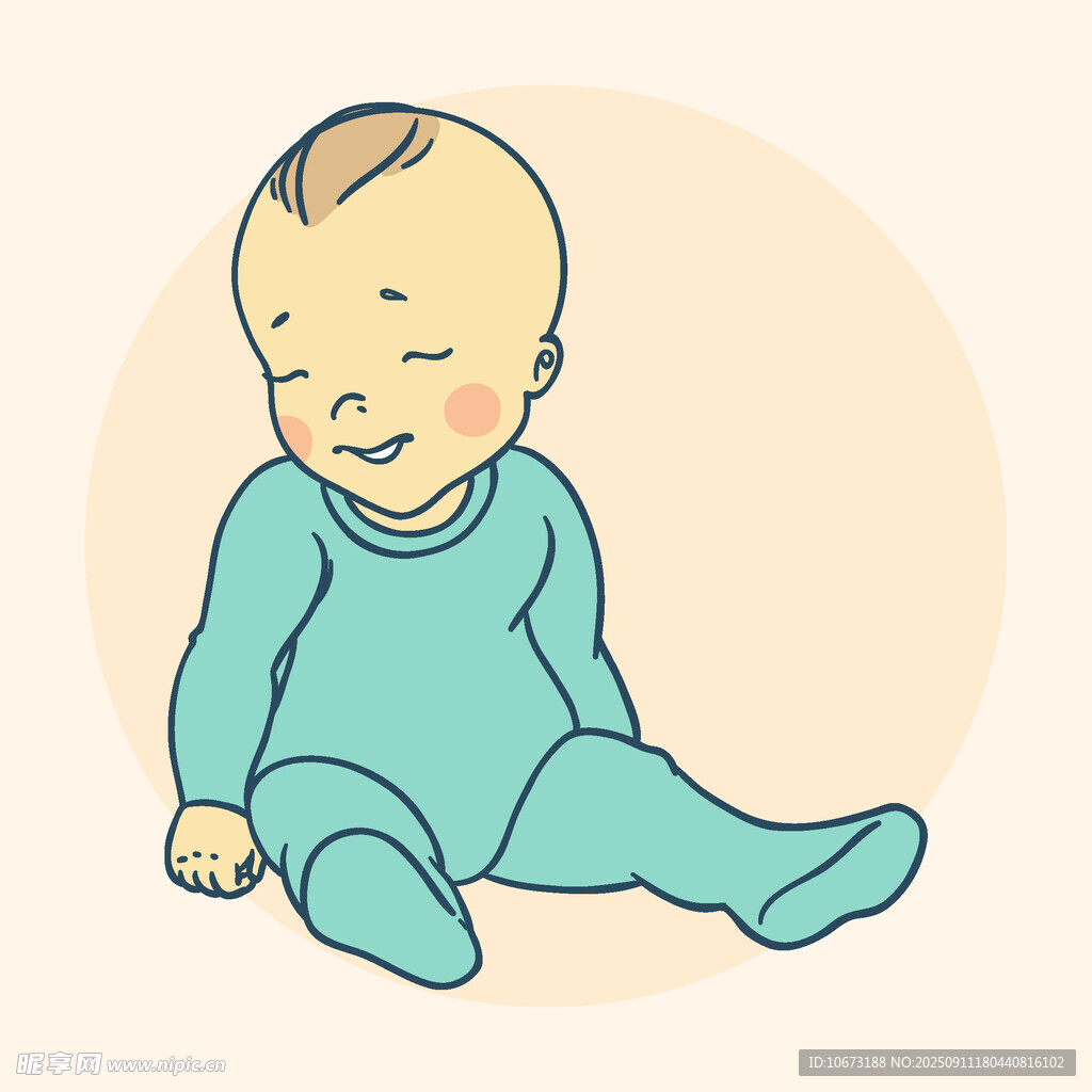 坐著的可愛(ài)小嬰兒