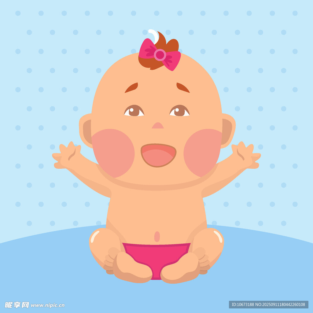 可愛戴花小寶寶坐立