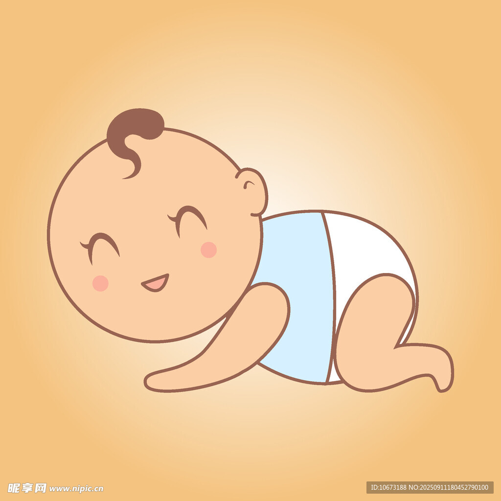 趴著笑的可愛小嬰兒