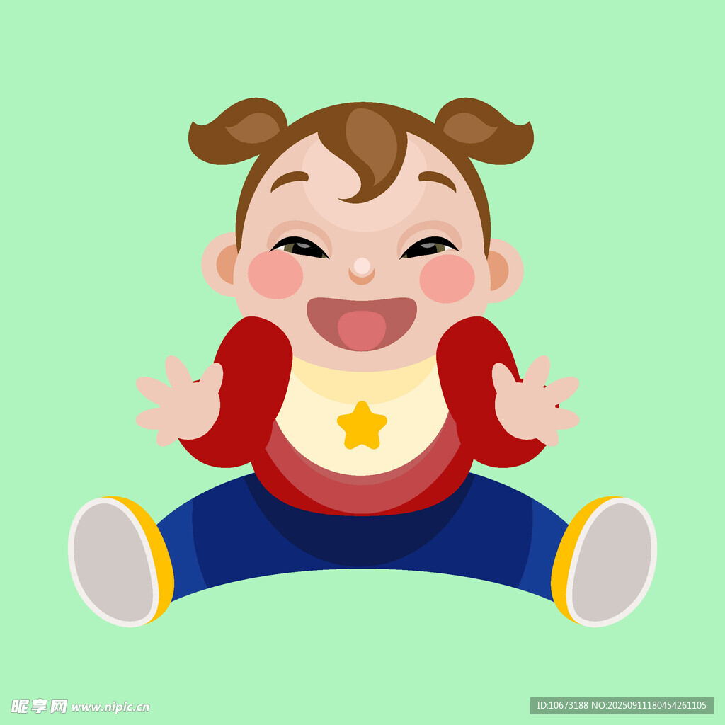 可愛萌娃開心坐