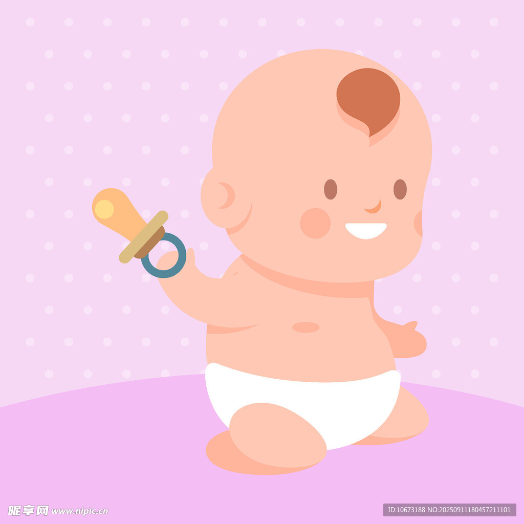 可愛嬰兒手持安撫奶嘴