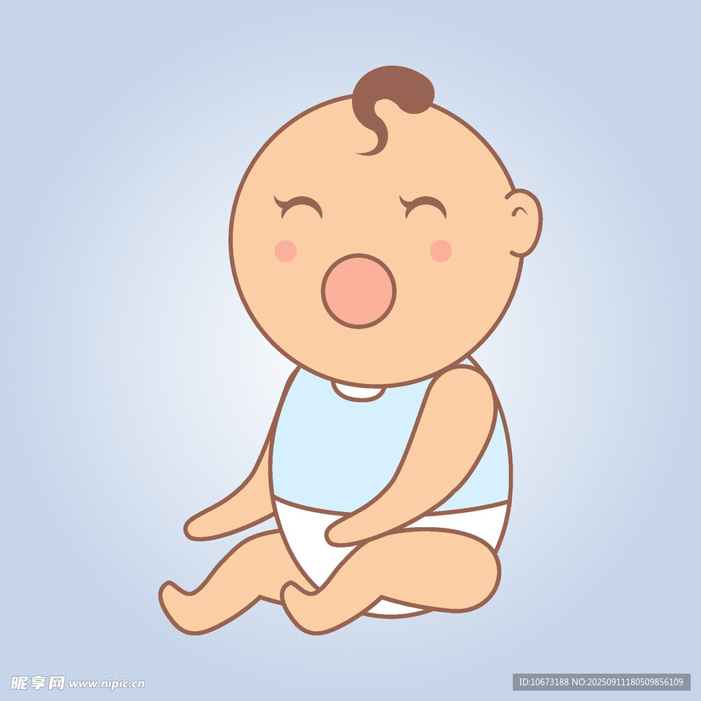 可愛嬰兒坐著開心大笑