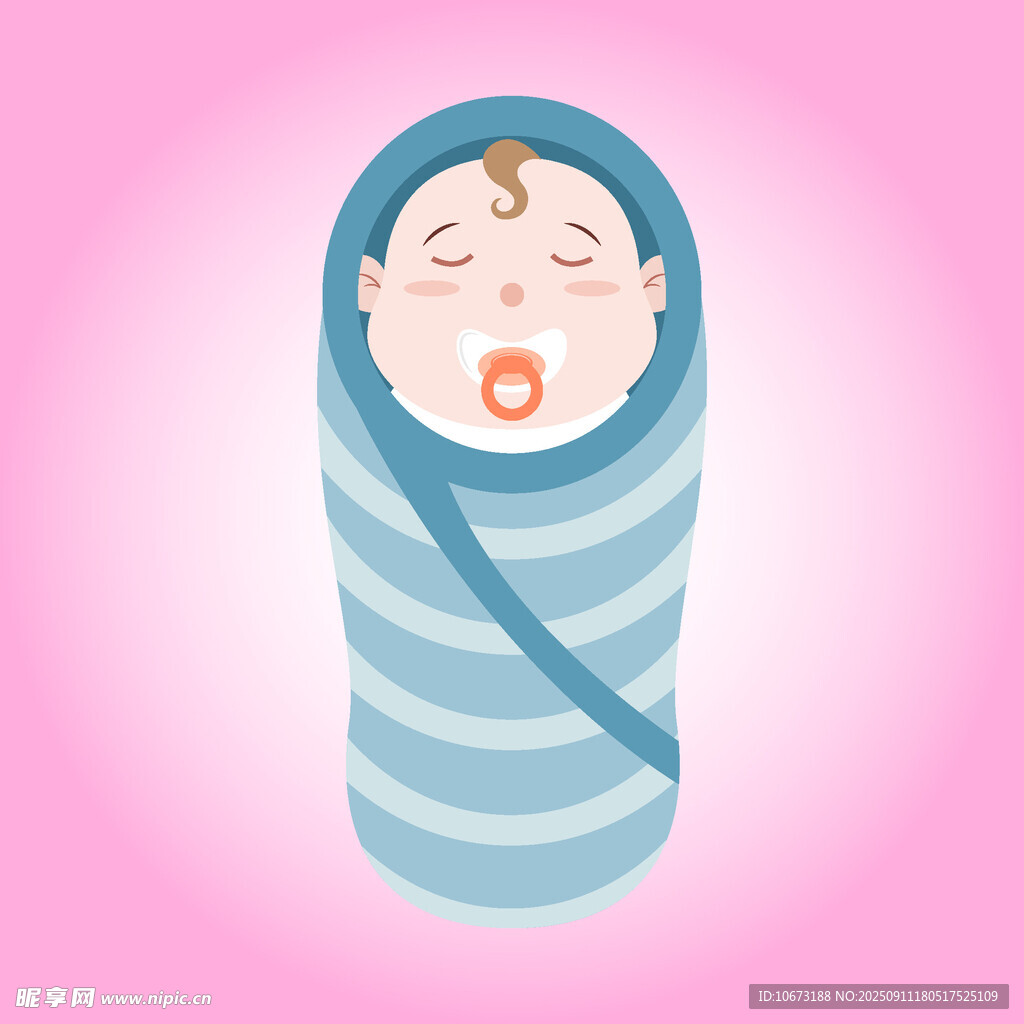 熟睡的裹襁褓小嬰兒