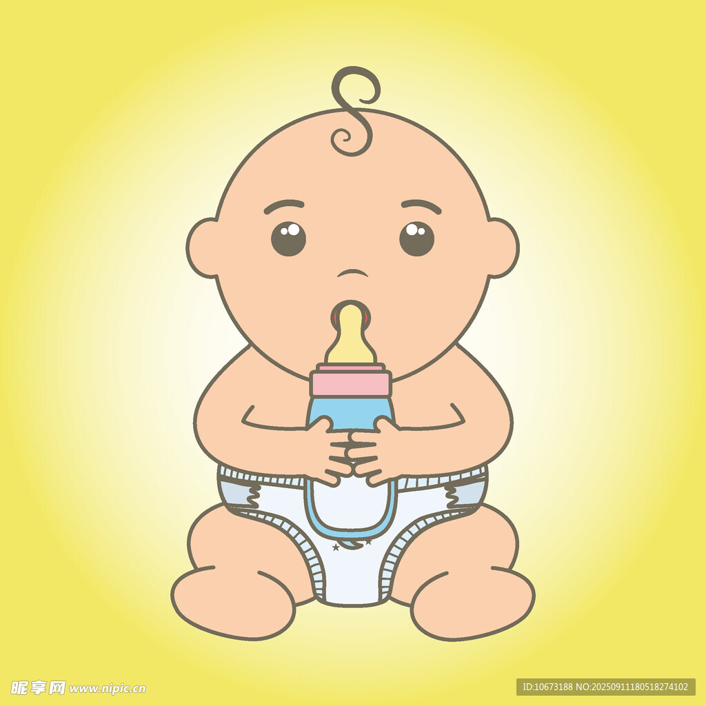 可愛嬰兒抱奶瓶
