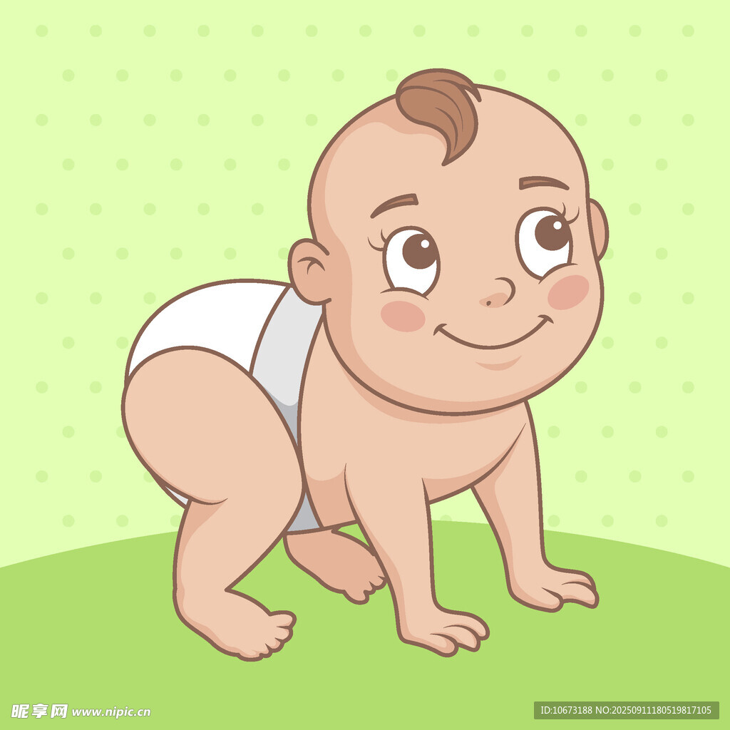 爬行的可愛嬰兒