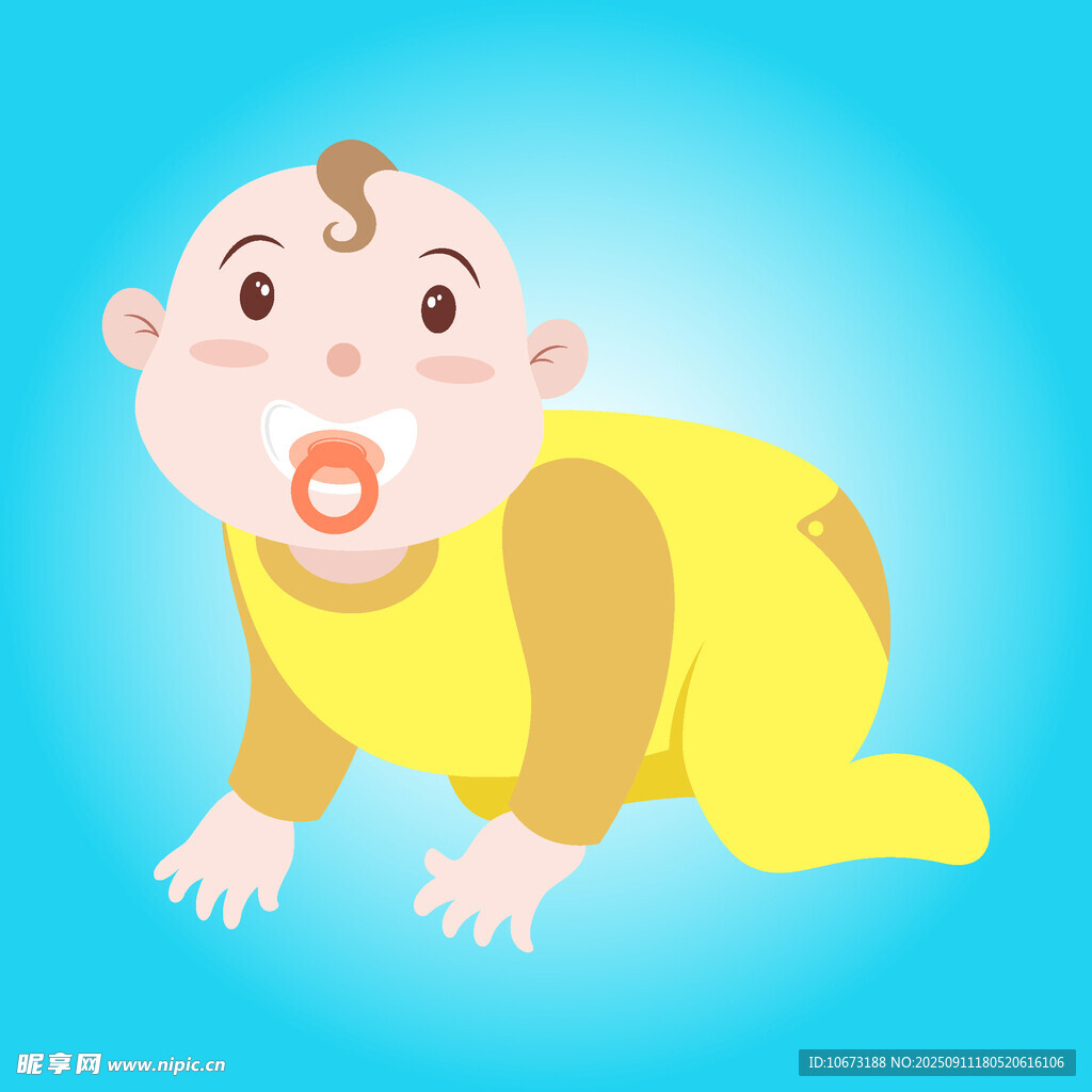 爬行的可愛嬰兒