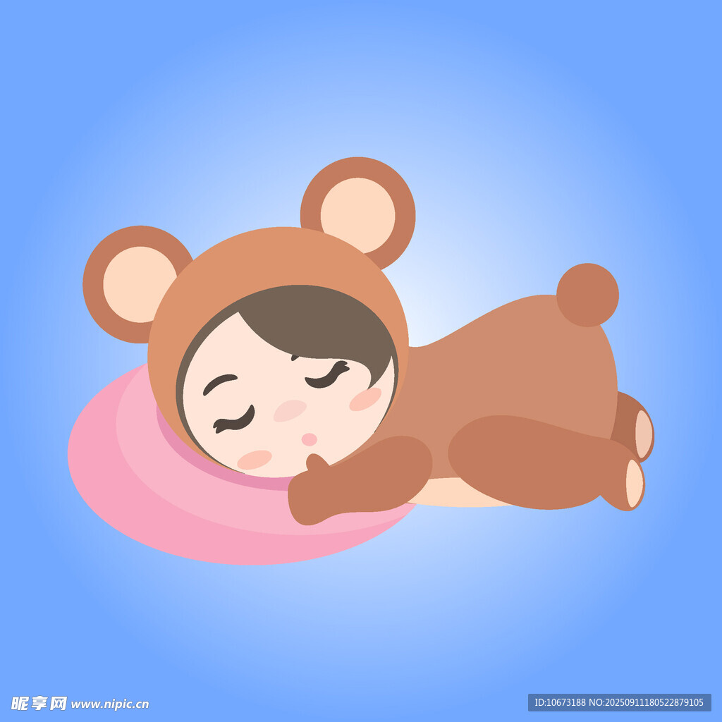 小熊裝寶寶甜美入睡