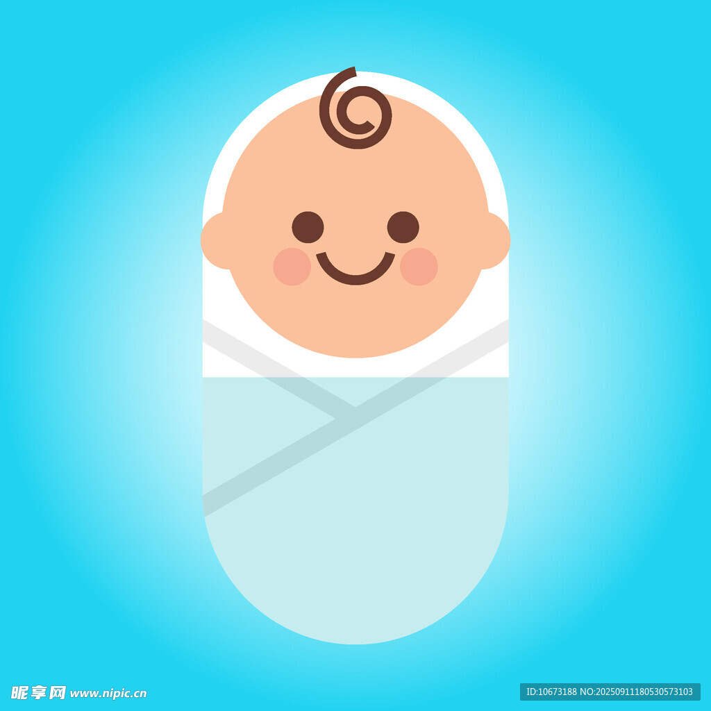 可愛(ài)裹襁褓的微笑小嬰兒