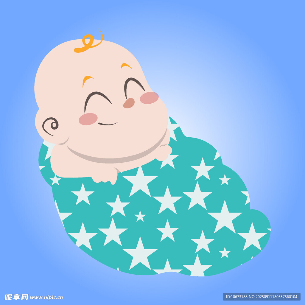 裹星星毯的微笑小寶貝