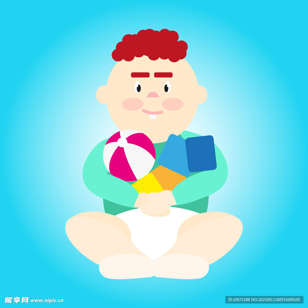 可愛(ài)寶寶手持球與書