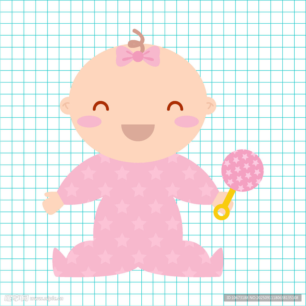 可愛粉色系嬰兒形象插畫