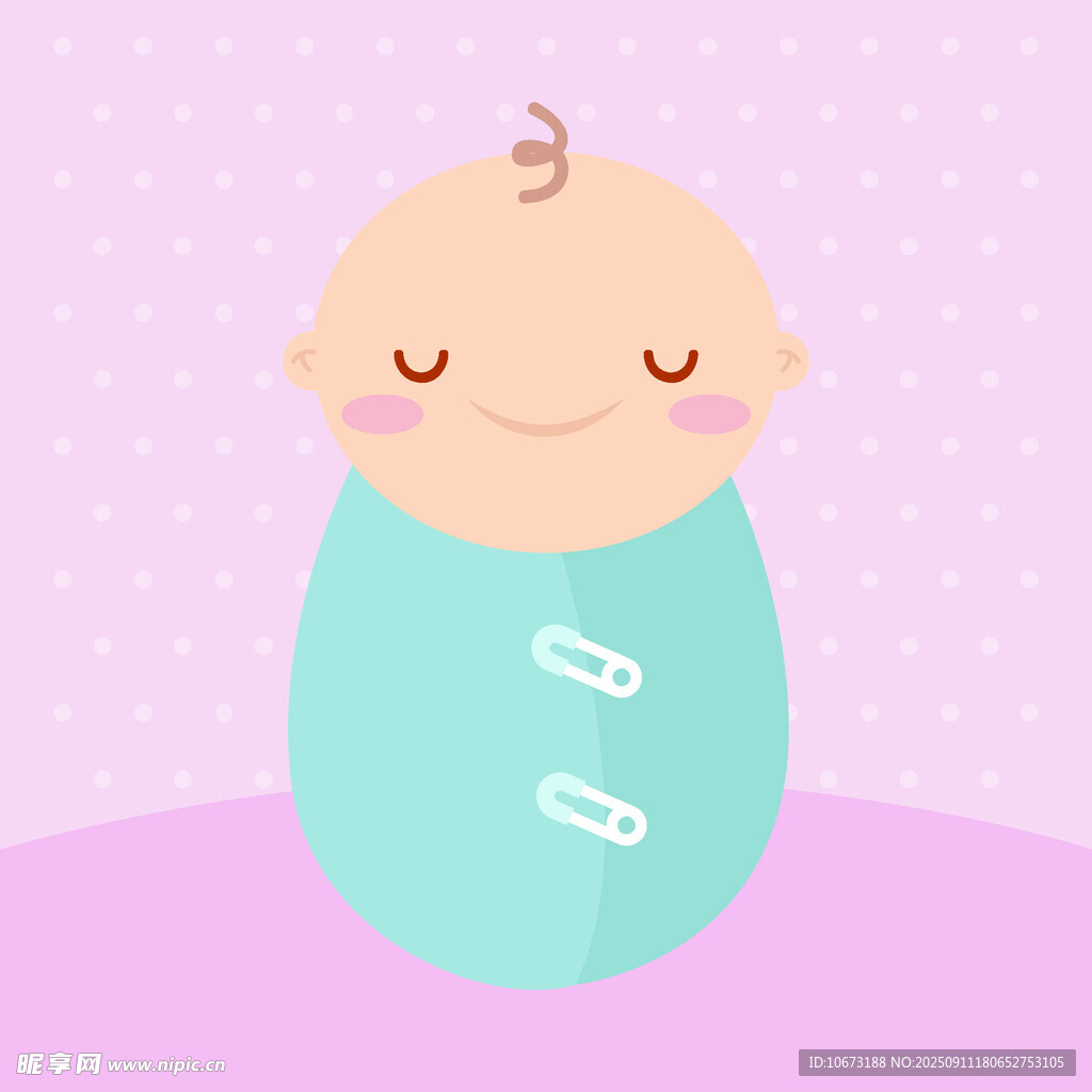 可愛熟睡嬰兒插畫