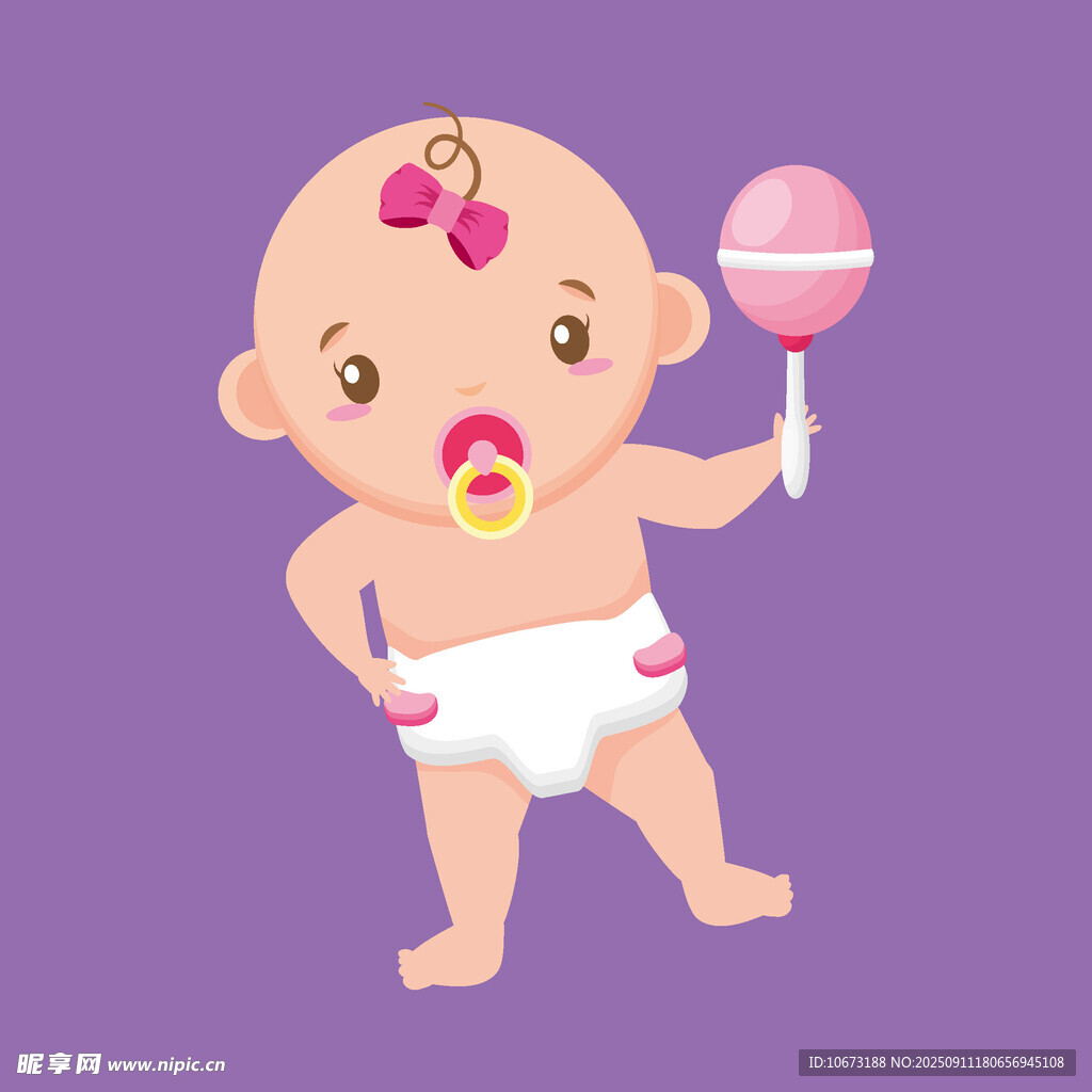 可愛嬰兒手持搖鈴