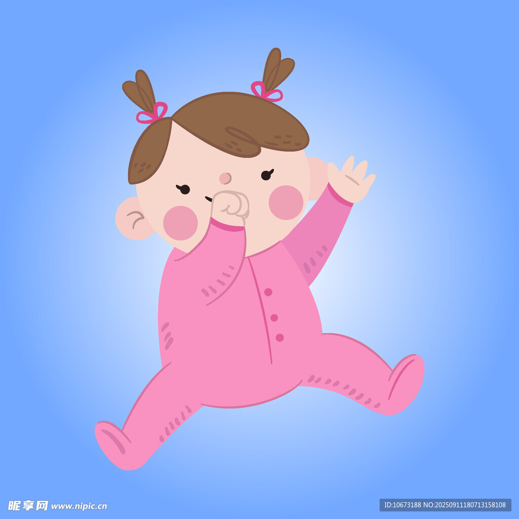 可愛粉衣寶寶歡快跳躍