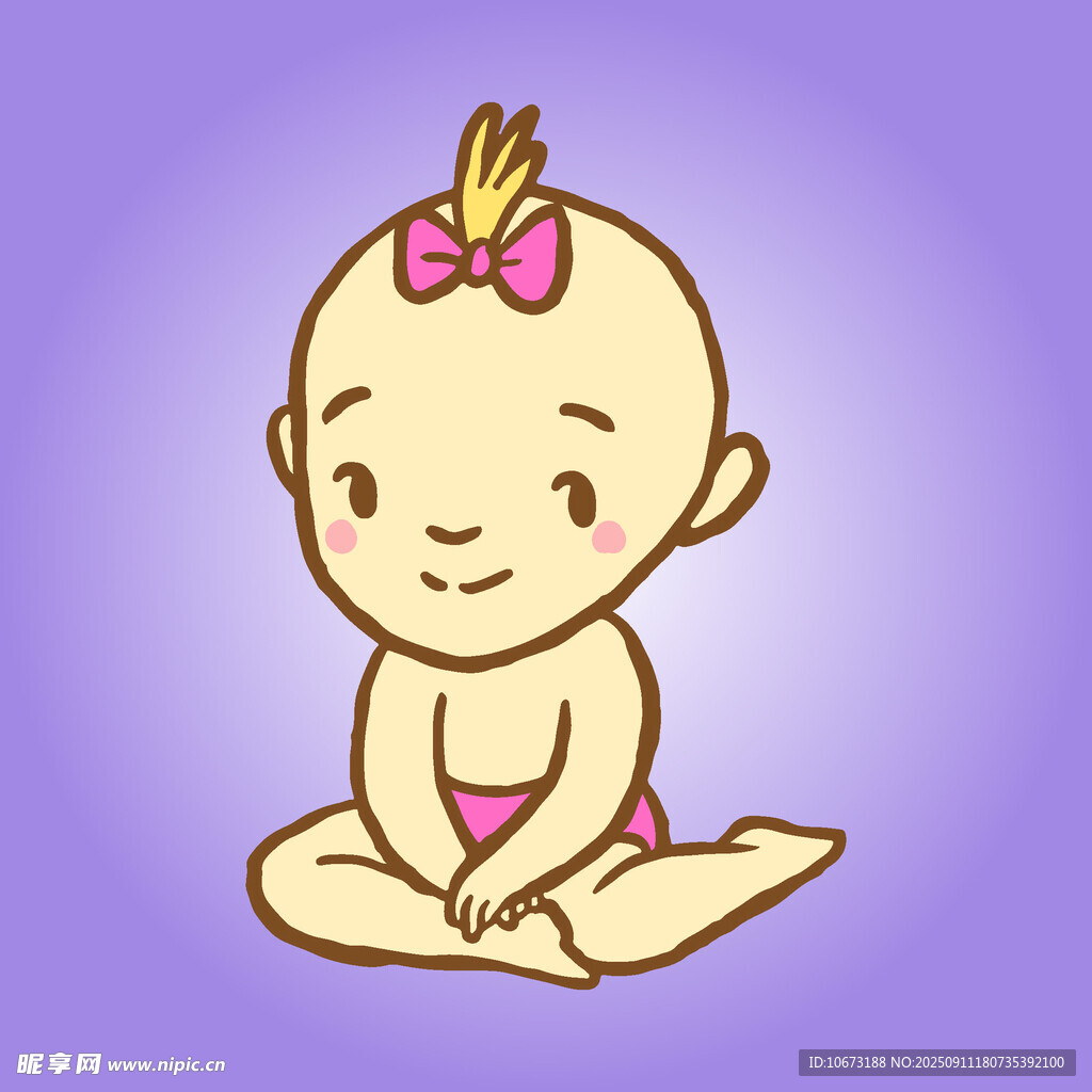 可愛坐地嬰兒卡通形象