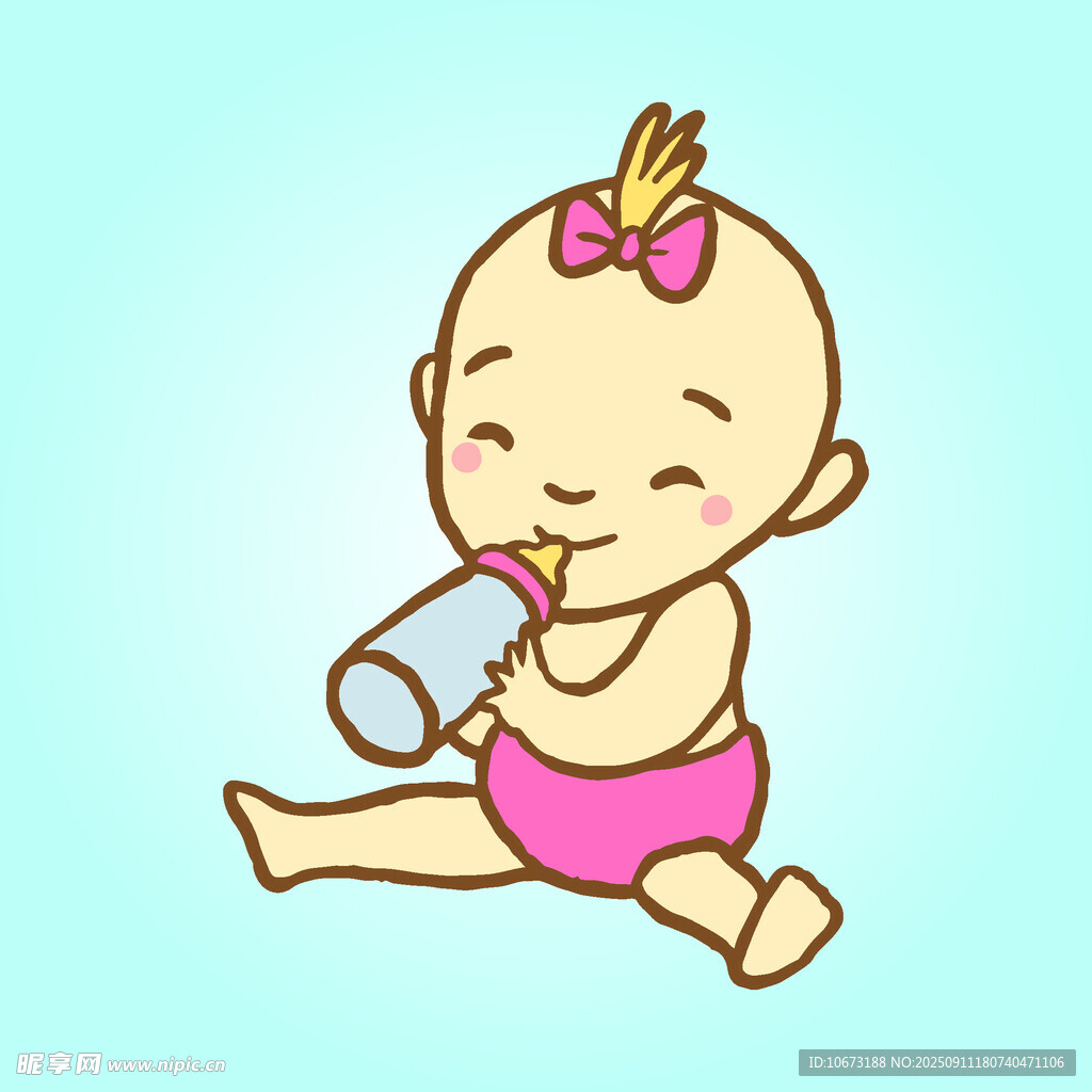 可愛女嬰快樂喝奶瓶