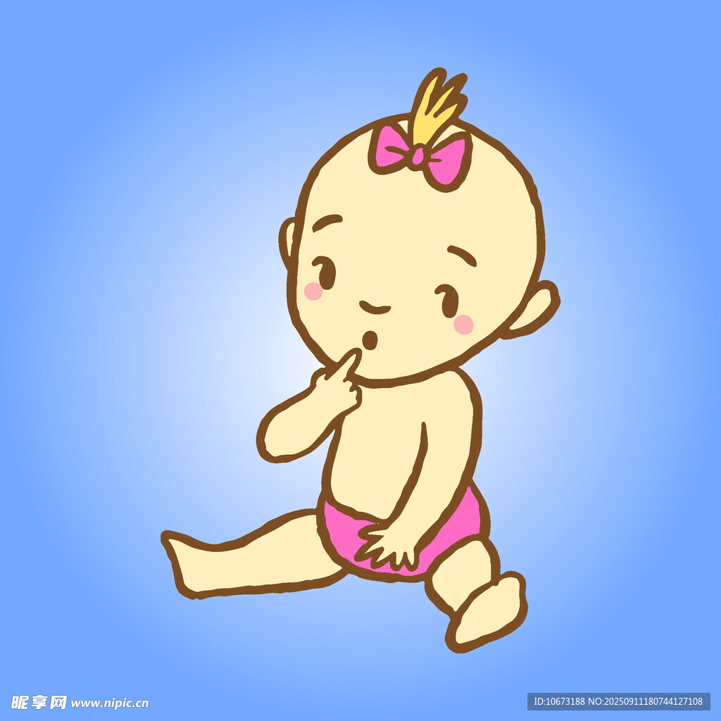 可愛(ài)坐地女嬰卡通形象