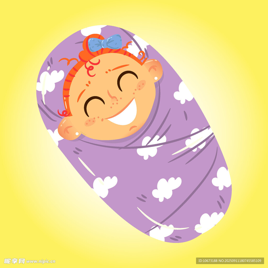 裹在襁褓中的快樂嬰兒