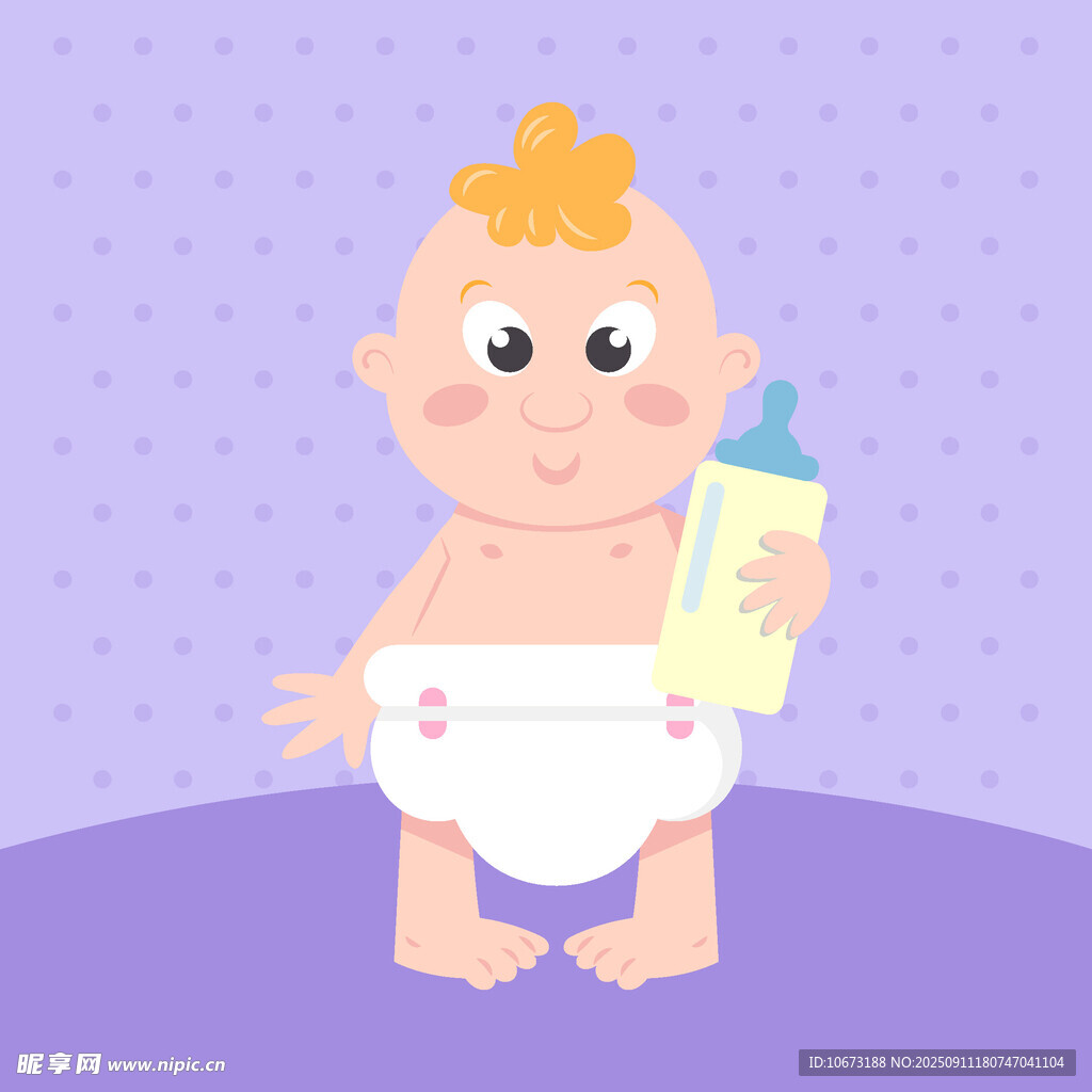 可愛(ài)抱奶瓶嬰兒形象