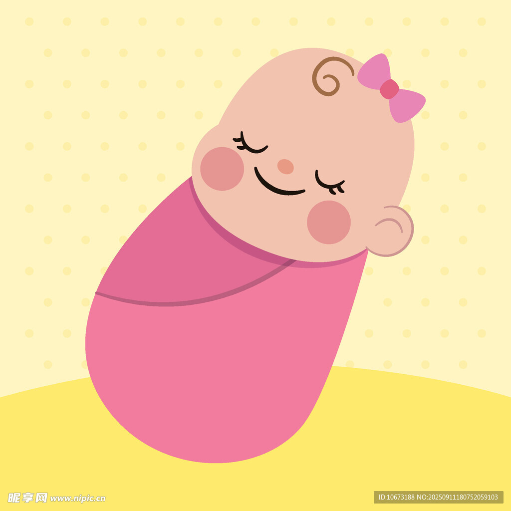 裹粉色襁褓的可愛(ài)小嬰兒