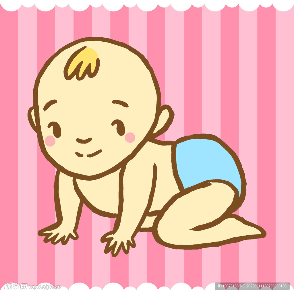 爬行的可愛嬰兒