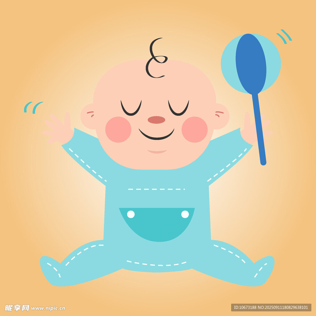 可愛(ài)寶寶手持撥浪鼓玩耍