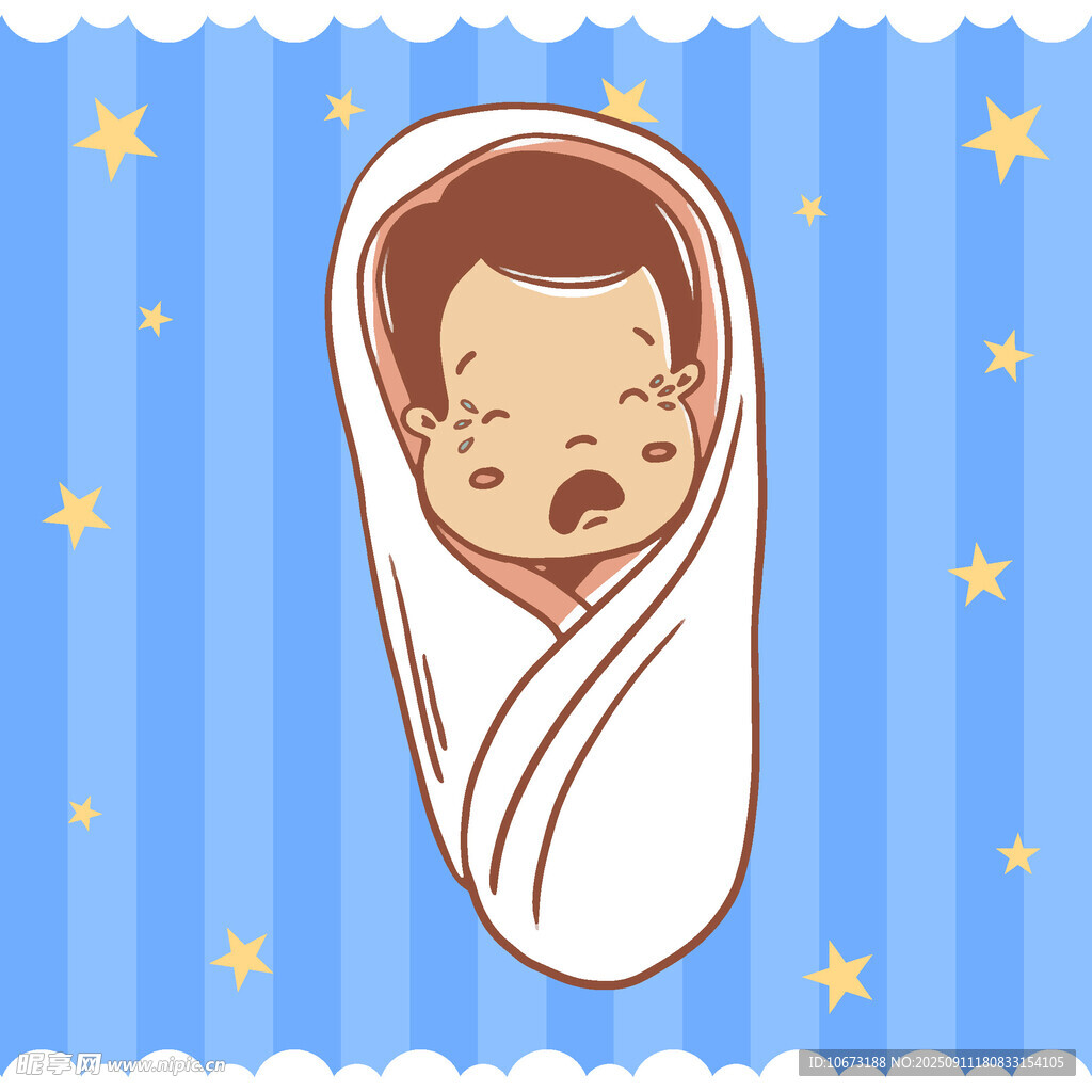 裹襁褓哭泣的可愛(ài)新生兒